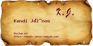 Kendi János névjegykártya